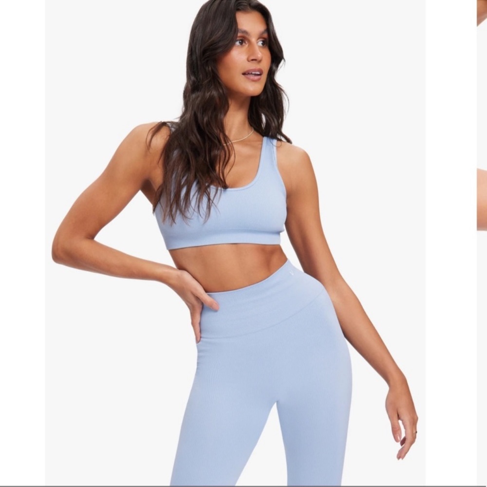 Verie | Blue Ribbed Sports Bra